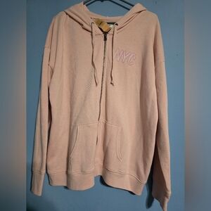 American Eagle Outfitters Light Pink Zip Hoodie with Hood and Zipper NWT XL Y2K